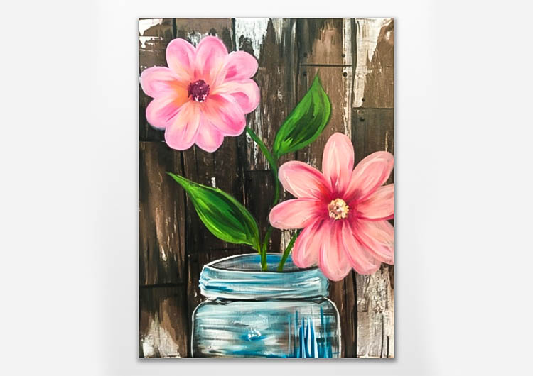 Virtual Paint Nite Barn Door Blossoms (Ages 13+) [Class in Boston] Yaymaker CourseHorse